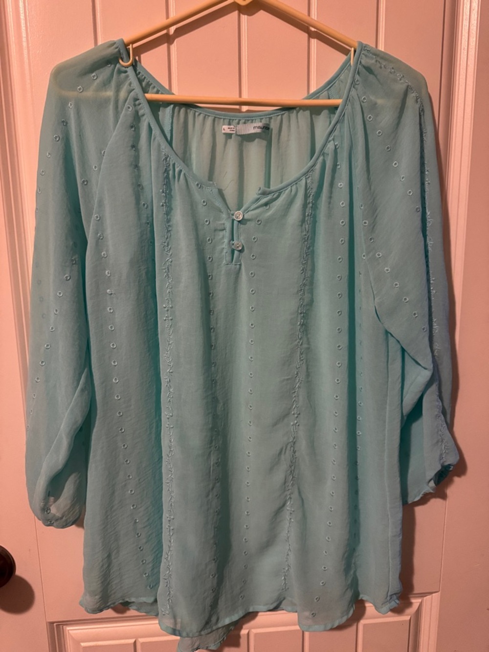 Maurices Aqua Embroidered Peasant Tunic
